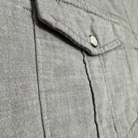 American Eagle Men’s Gray Western Button Snap Shirt Size Medium - Picture 5 of 6